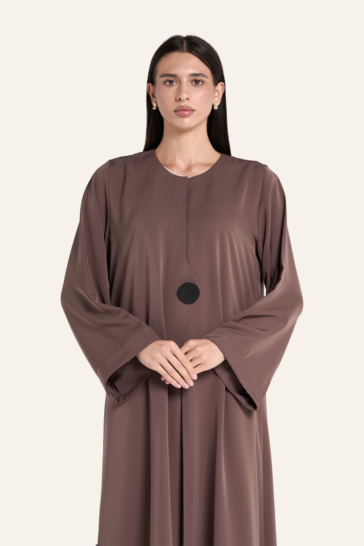 Ousha Overlap Front Abaya - Hazelnut - Image 1