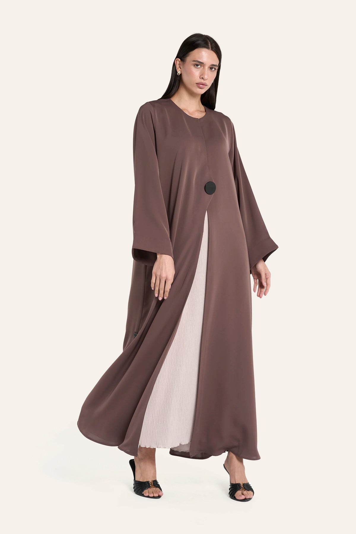 Ousha Overlap Front Abaya - Hazelnut - Image 3