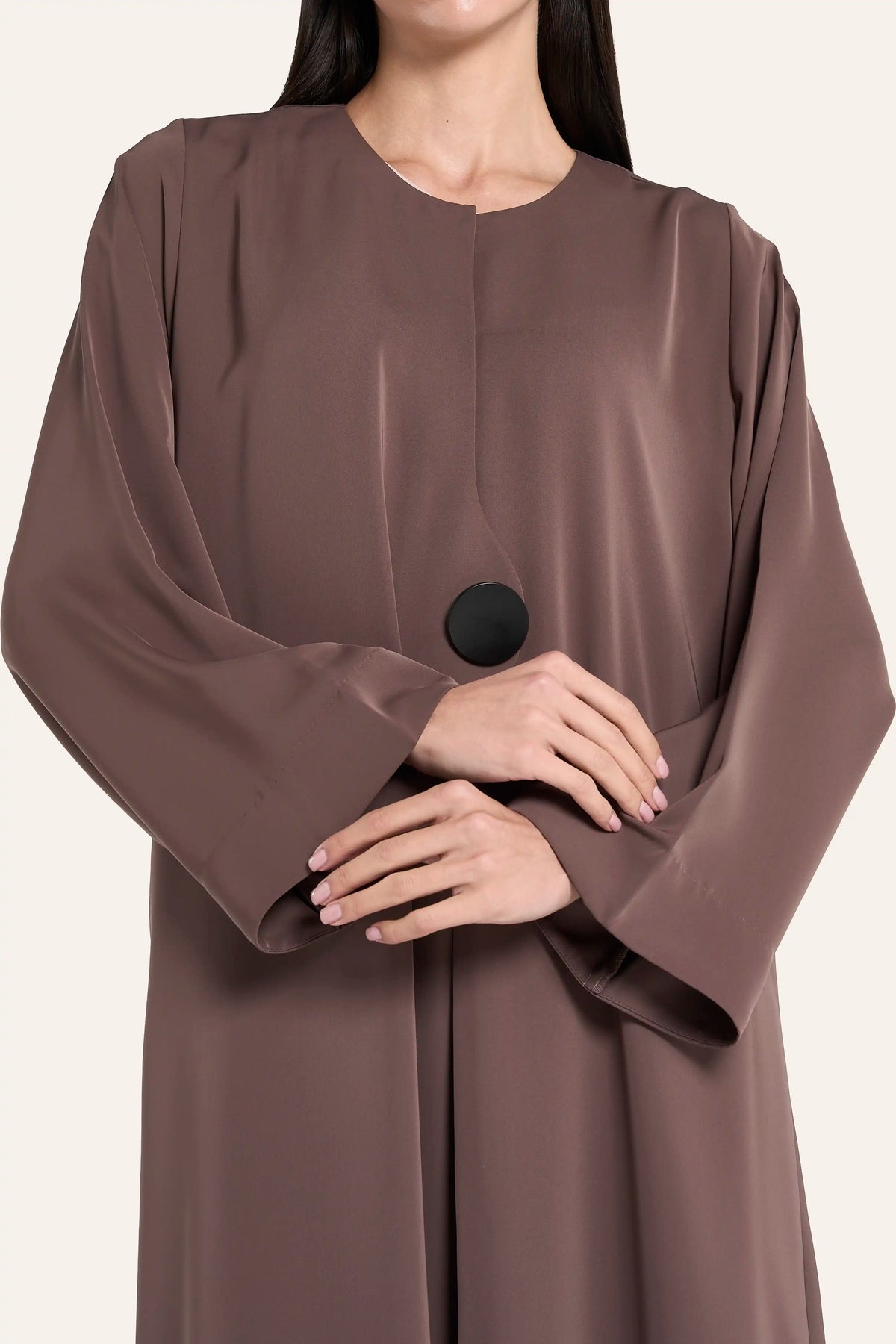 Ousha Overlap Front Abaya - Hazelnut - Image 5