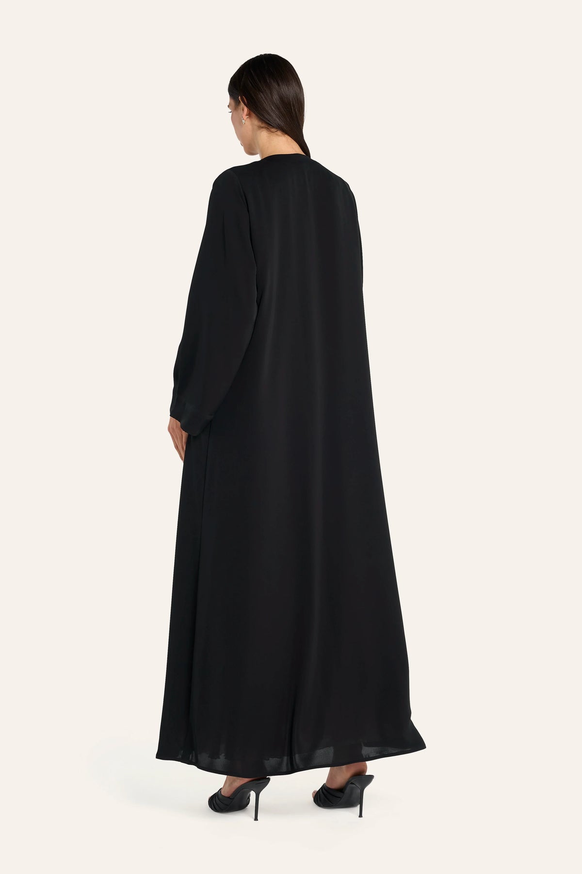 Ousha Overlap Front Abaya - Black - Image 4
