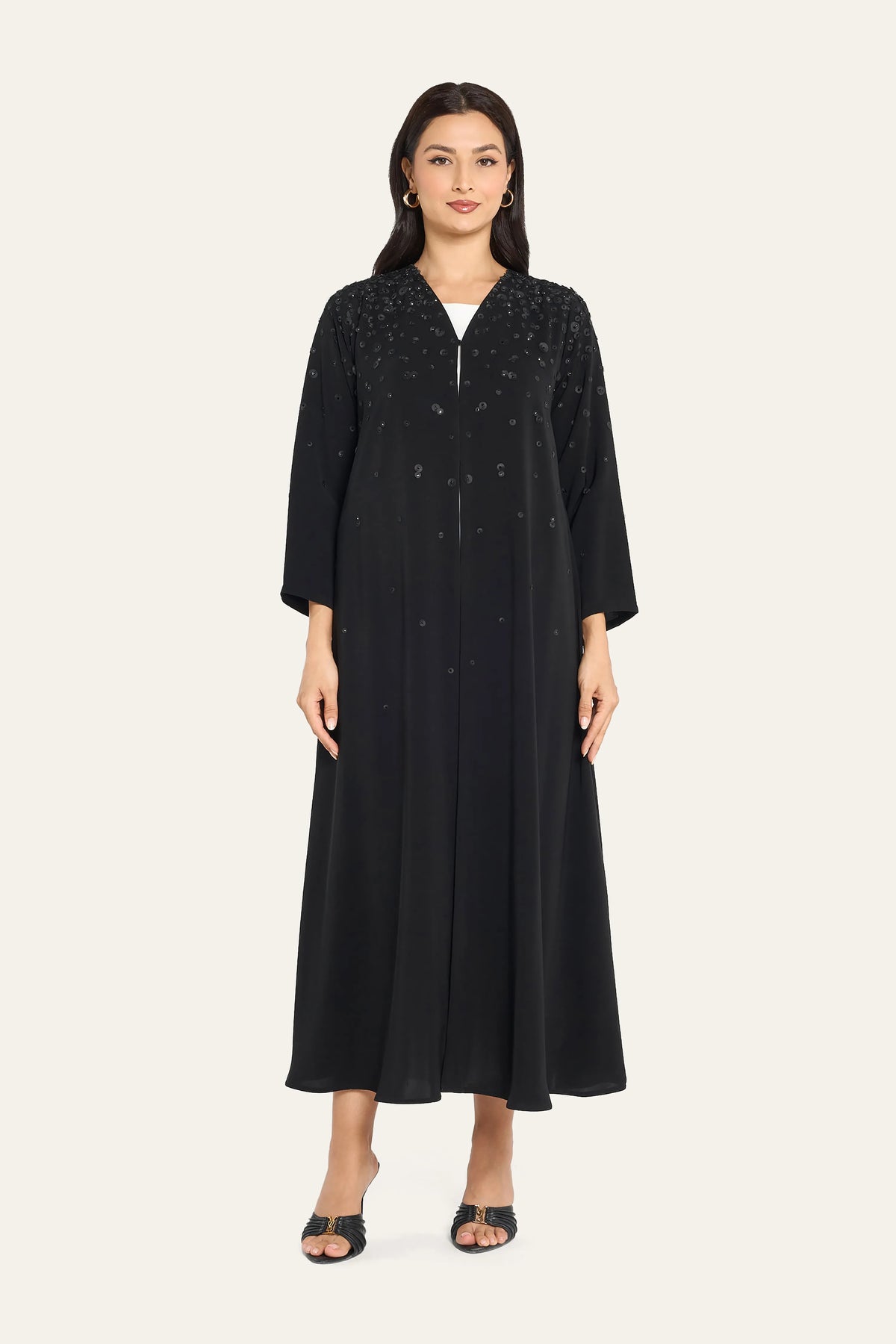 Ousha Crystal Embellished Black Abaya