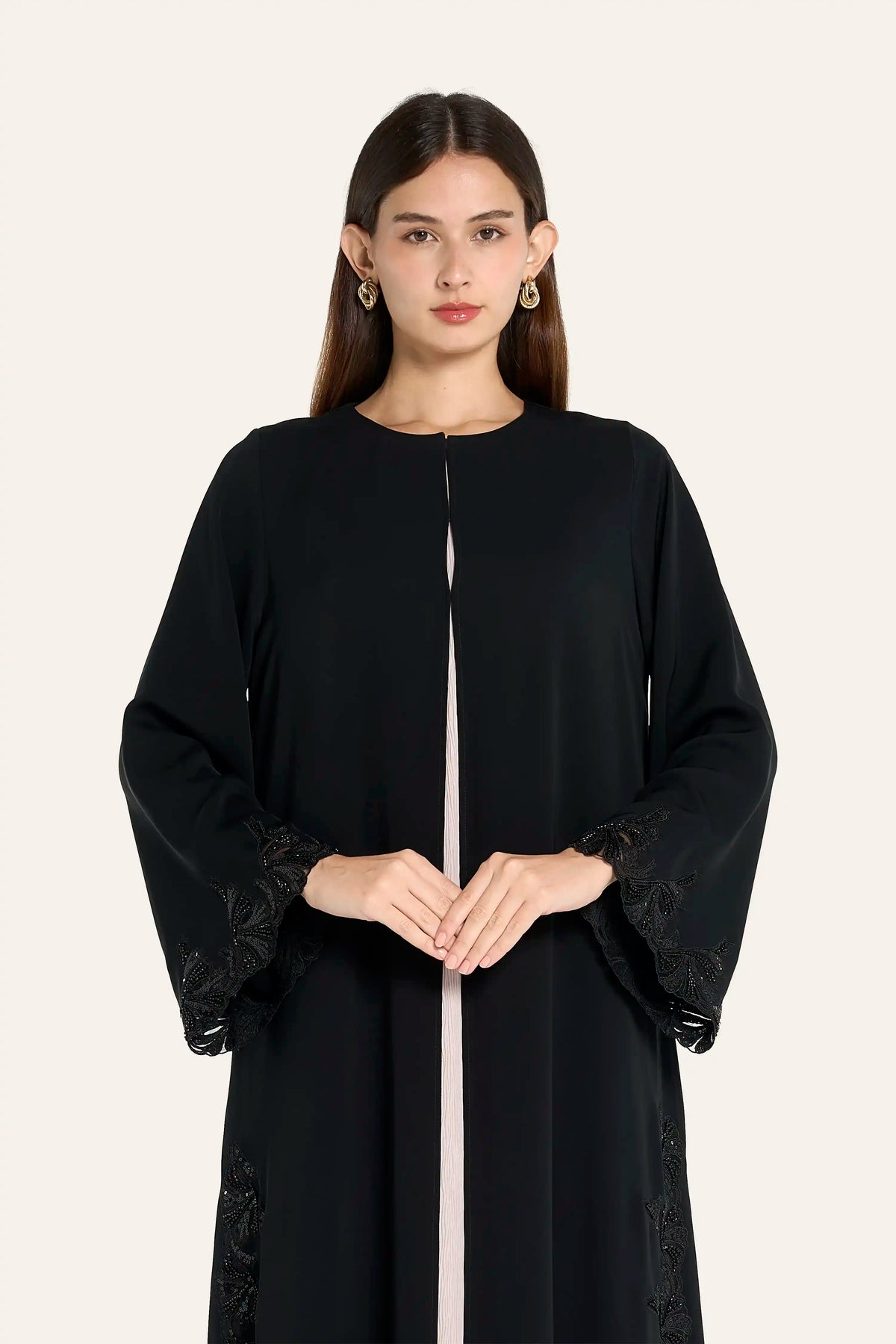 Ousha Baroque Dantel Lace Panel Nida Abaya