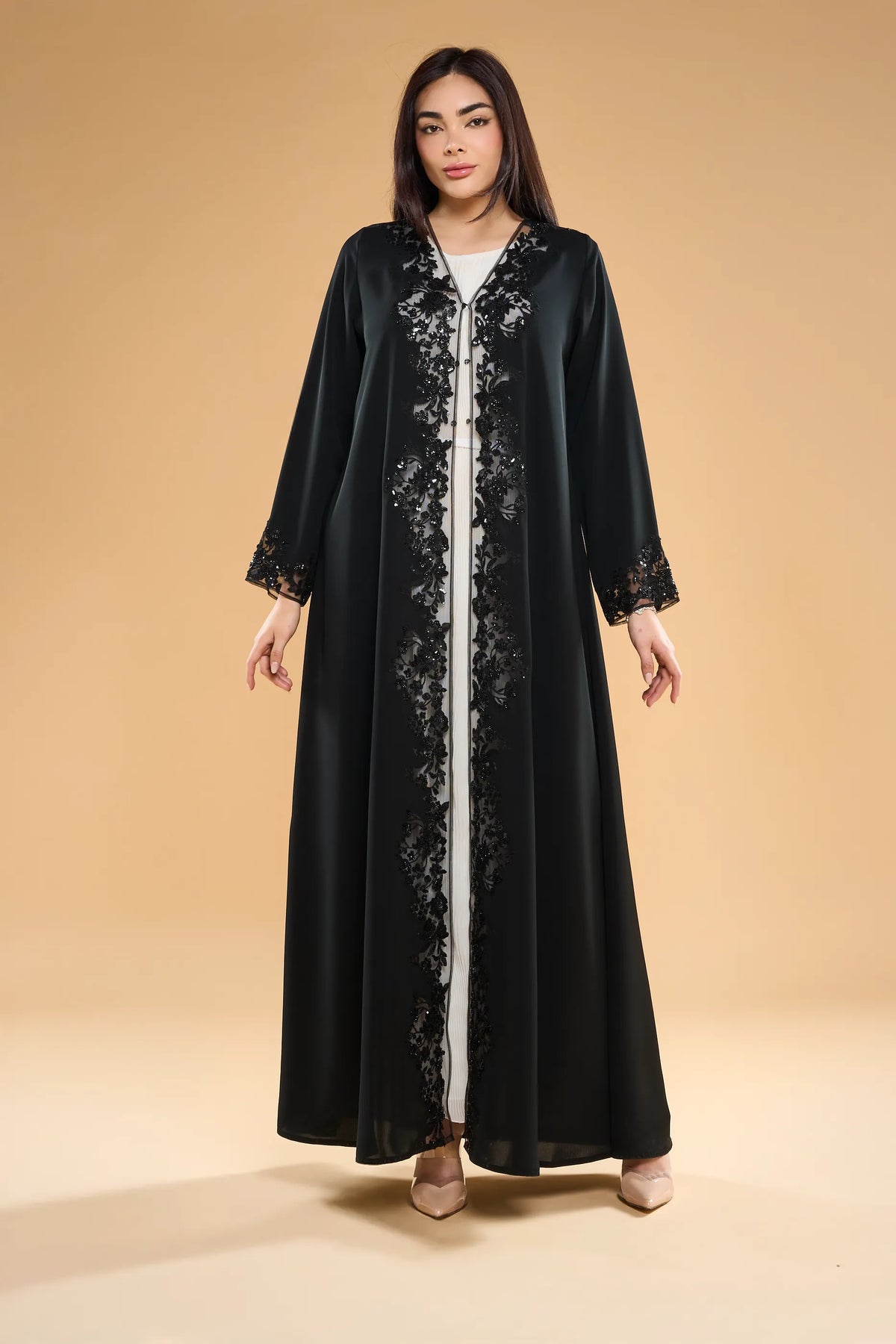 Ousha Elegant Lace Detail Nida Abaya